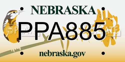 PPA885 Nebraska License Plate