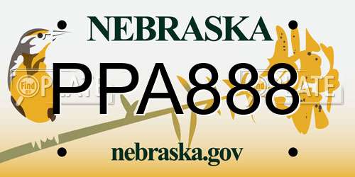 PPA888 Nebraska License Plate