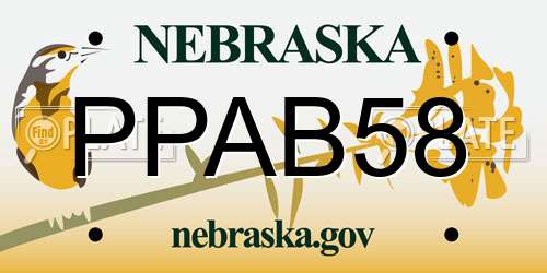 PPAB58 Nebraska License Plate