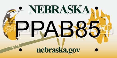PPAB85 Nebraska License Plate