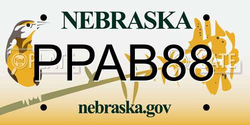 PPAB88 Nebraska License Plate