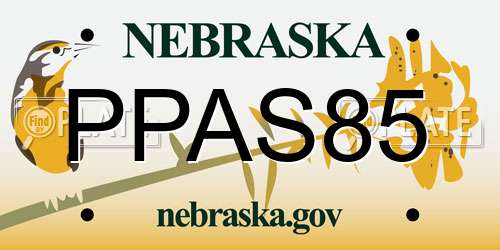 PPAS85 Nebraska License Plate
