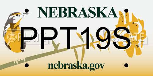 PPT19S Nebraska License Plate
