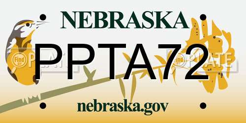 PPTA72 Nebraska License Plate