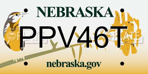 PPV46T Nebraska License Plate