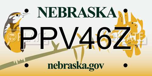 PPV46Z Nebraska License Plate