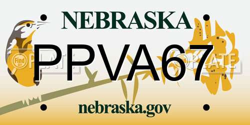 PPVA67 Nebraska License Plate