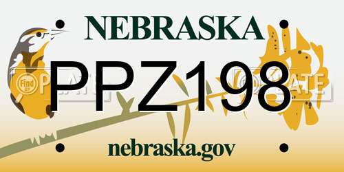 PPZ198 Nebraska License Plate