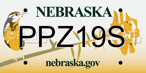 PPZ19S Nebraska License Plate