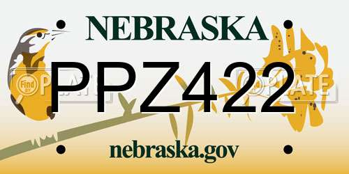 PPZ422 Nebraska License Plate