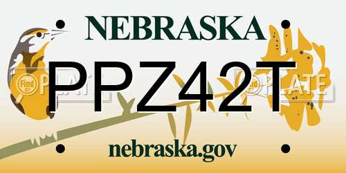 PPZ42T Nebraska License Plate