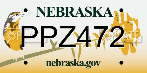 PPZ472 Nebraska License Plate