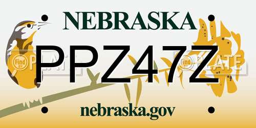 PPZ47Z Nebraska License Plate