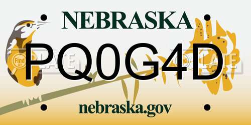 PQ0G4D Nebraska License Plate