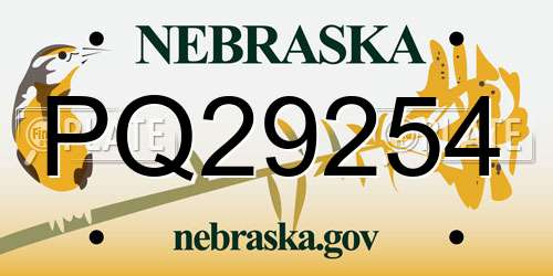 PQ29254 Nebraska License Plate