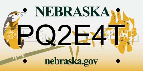PQ2E4T Nebraska License Plate