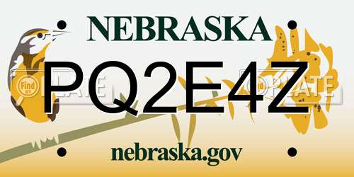 PQ2E4Z Nebraska License Plate
