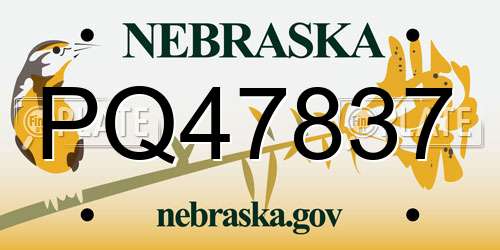 PQ47837 Nebraska License Plate