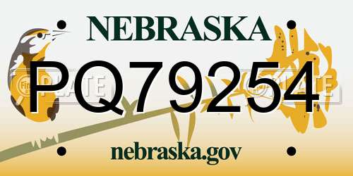 PQ79254 Nebraska License Plate