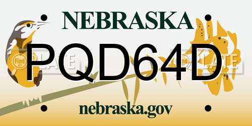 PQD64D Nebraska License Plate