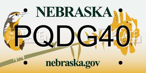PQDG40 Nebraska License Plate