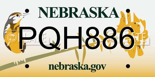 PQH886 Nebraska License Plate