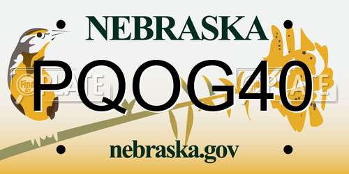 PQOG40 Nebraska License Plate