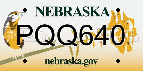 PQQ640 Nebraska License Plate