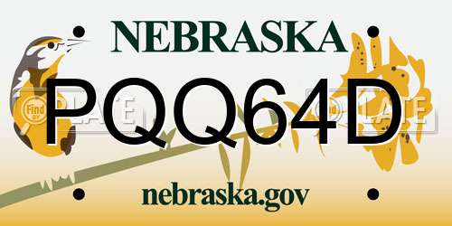 PQQ64D Nebraska License Plate