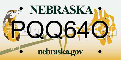 PQQ64O Nebraska License Plate