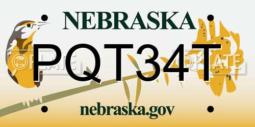 PQT34T Nebraska License Plate