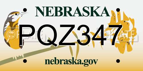 PQZ347 Nebraska License Plate