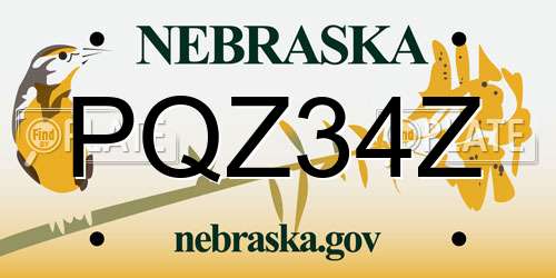PQZ34Z Nebraska License Plate