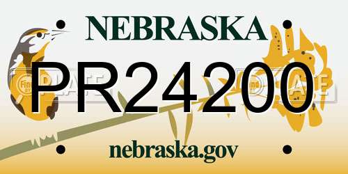 PR24200 Nebraska License Plate