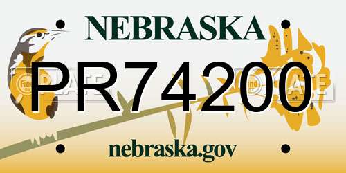 PR74200 Nebraska License Plate