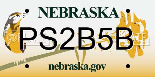 PS2B5B Nebraska License Plate