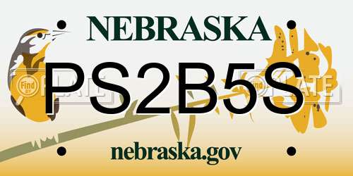 PS2B5S Nebraska License Plate