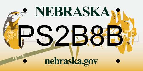 PS2B8B Nebraska License Plate