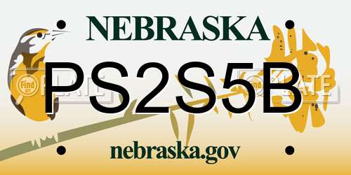 PS2S5B Nebraska License Plate