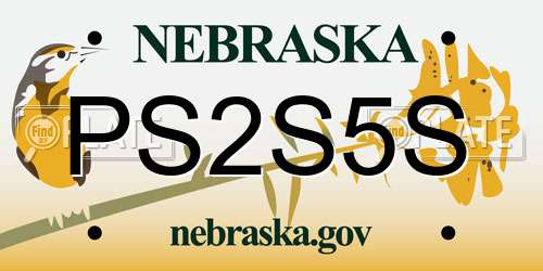 PS2S5S Nebraska License Plate