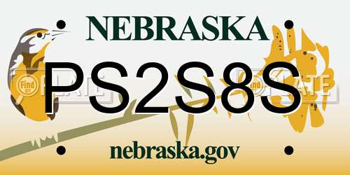 PS2S8S Nebraska License Plate