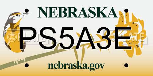 PS5A3E Nebraska License Plate