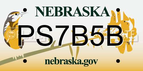 PS7B5B Nebraska License Plate