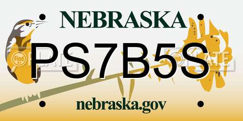 PS7B5S Nebraska License Plate