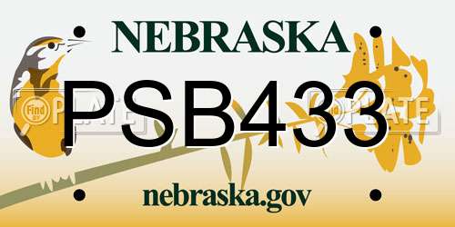 PSB433 Nebraska License Plate