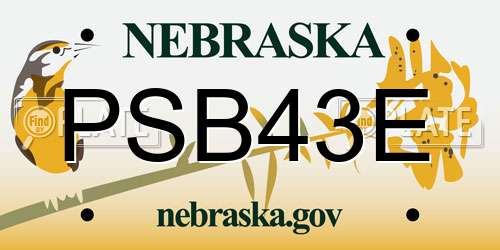 PSB43E Nebraska License Plate