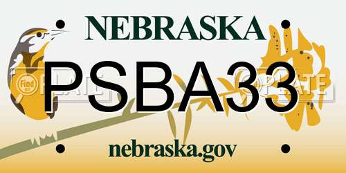 PSBA33 Nebraska License Plate