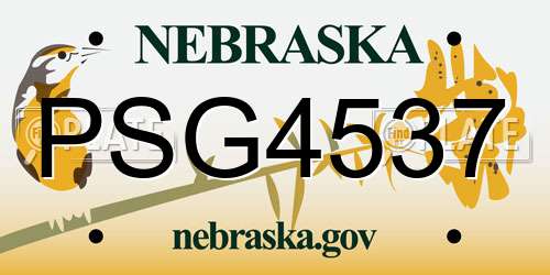 PSG4537 Nebraska License Plate