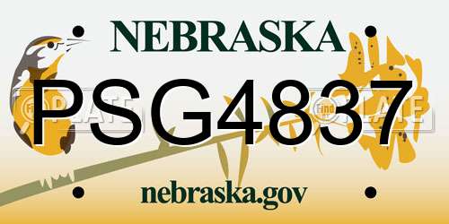 PSG4837 Nebraska License Plate