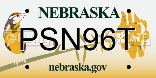 PSN96T Nebraska License Plate